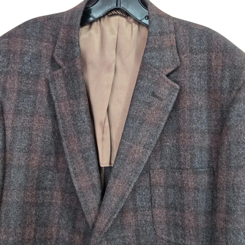 Billy Reid Wool Sport Coat Men 46R Brown Grey Plaid 2 Button Blazer Unstructured